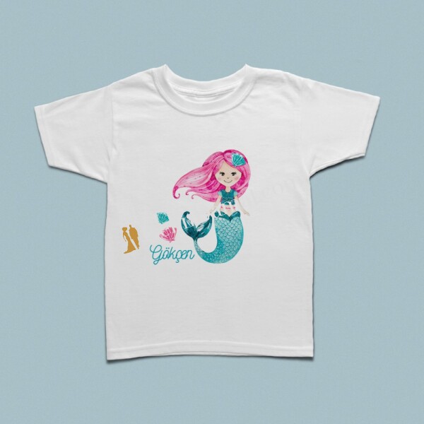 Deniz kızı baskılı çocuk tshirt - 1