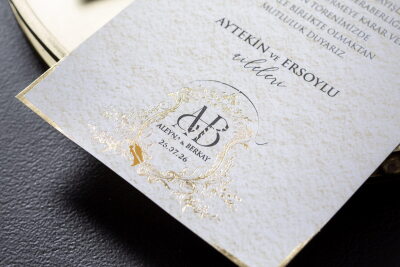 Desenli Şık Davetiye - GD7131 - Gelin Damat