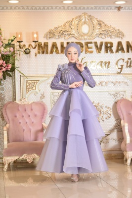 Dicle Lila Tesettür Abiye - GELİN DAMAT
