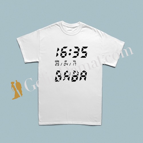 Digital saat tasarımlı kişiye özel tarihli erkek tshirt - 2