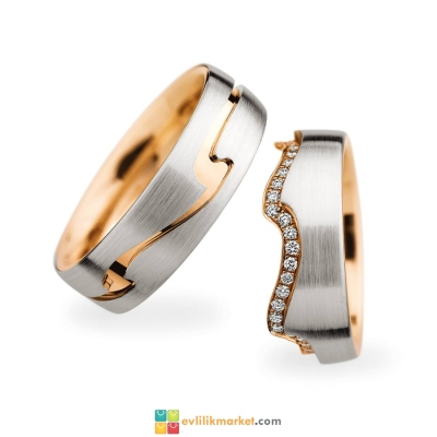 Elişi Taşlı Altın Alyans - 7 gr - Gelin Damat Alyans