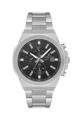 Erkek Kol Saati Gümüş Siyah Takvimli - 1040 - Gelin Damat