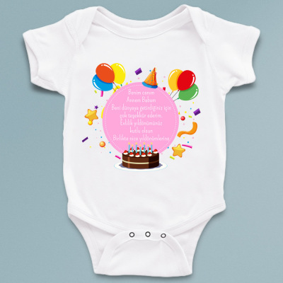 Evlilik yıldönümü kutlamalı isme özel bebek zıbın - 