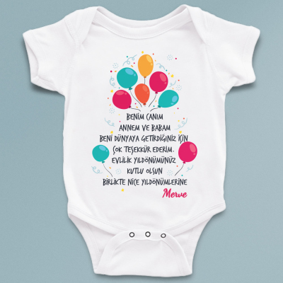 Evlilik yıldönümü kutlamalı isme özel bebek zıbın - 