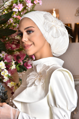 Feride Beyaz Tesettür Abiye - GELİN DAMAT
