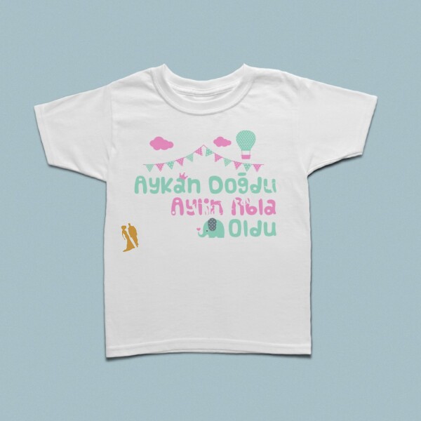 Fil temalı kardeş doğum haberi çocuk tshirt - 1