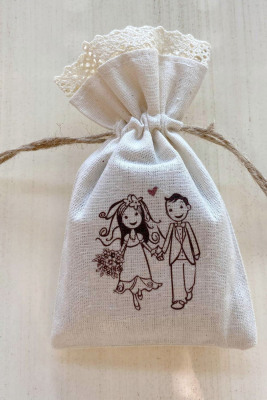 Gelin Damat Baskılı Lavanta Kesesi - 1021 - Gelin Damat