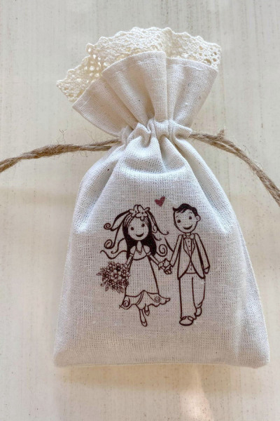 Gelin Damat Baskılı Lavanta Kesesi - 1021 - 1