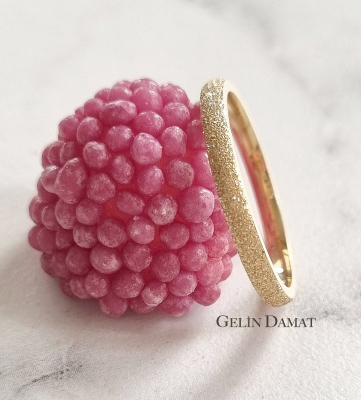 Özel Desenli Bombeli Altın Alyans - 3 mm - Gelin Damat Alyans