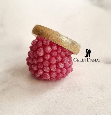 Özel Desenli Sarı Altın Alyans - 4 mm - Gelin Damat Alyans