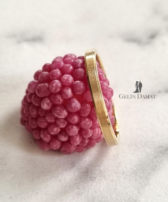 Özel İşlemeli İnce Desenli Altın Alyans - 3 mm - Gelin Damat Alyans