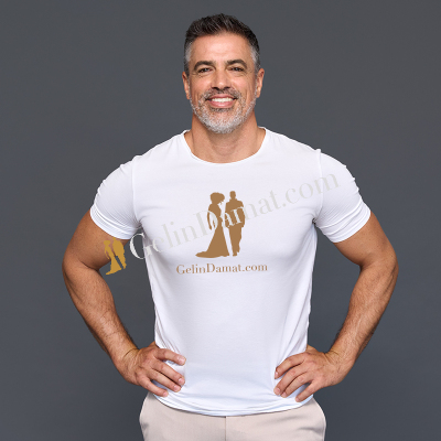 Gelin Damat Yazılı Erkek Tişörtü - Gelin Damat