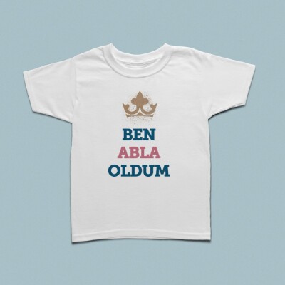 Gold taçlı ben abla oldum çocuk tshirt - 