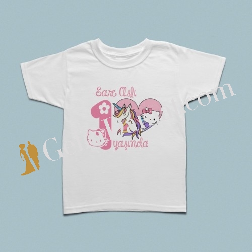 Hello Kitty doğum günü kutlamalı çocuk tshirt - 3