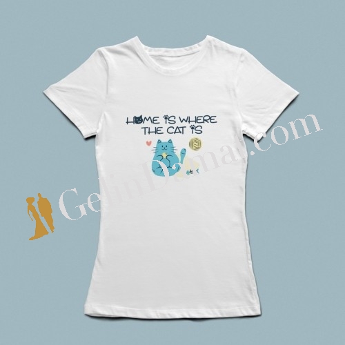 Home Cat Baskılı Tişört - 2