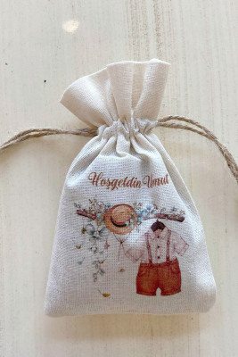 Hoşgeldin - İsimli Desenli Lavanta Kesesi - 1016 - Gelin Damat