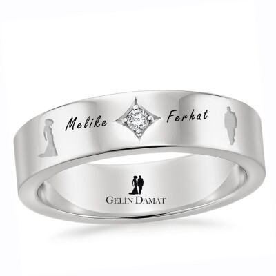 İsimli Altın Alyans - 4,5 Gram - Gelin Damat Alyans