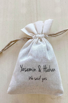 İsme Özel Baskılı Lavanta Kese - 1047 - Gelin Damat