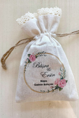 İsme Özel Desenli Lavanta Kese - 1052 - Gelin Damat