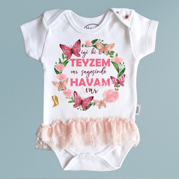 İyi ki teyzem var kelebekli tütü etekli bebek zıbını - 1