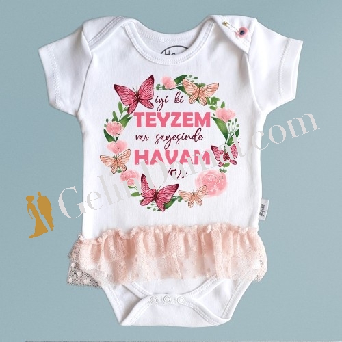 İyi ki teyzem var kelebekli tütü etekli bebek zıbını - 3