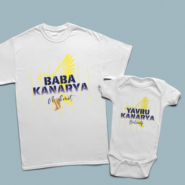 Kanaryalı Aile İkili Baskılı Tişört - 1