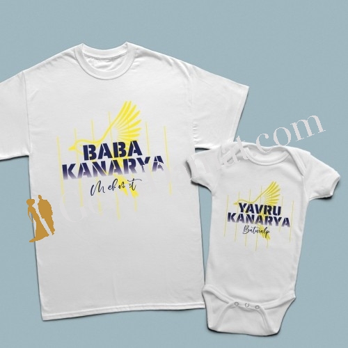 Kanaryalı Aile İkili Baskılı Tişört - 3