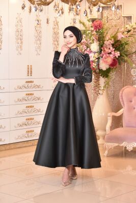 Karam Siyah Tesettür Abiye - GELİN DAMAT