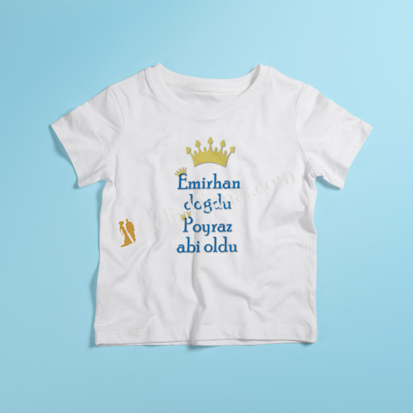 Kardeşim Doğdu Ben Abi Oldum Baskılı İsme Özel Çocuk Tshirt - 1