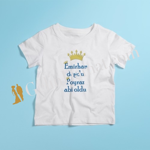 Kardeşim Doğdu Ben Abi Oldum Baskılı İsme Özel Çocuk Tshirt - 2