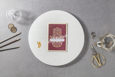 Kırmızı Altın Detaylı Özel Tasarımlı Davetiye - GD7153 - Gelin Damat