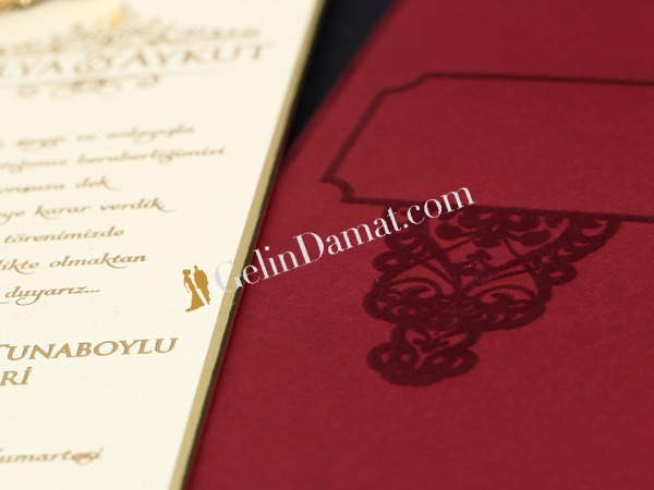 Kırmızı Kadife Özel Kesim Davetiye - GD2015 - 3