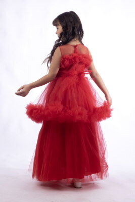 Kırmızı Kat Kat Abiye Elbise - 3