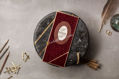 Kırmızı Yaldız Süslemeli Davetiye - GD8388 - Gelin Damat