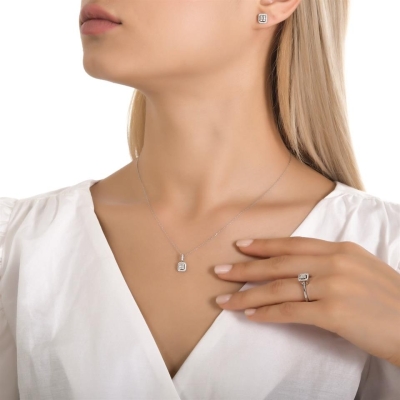 Klasik Baget Pırlanta Küpe Modeli - Gelin Damat Diamond