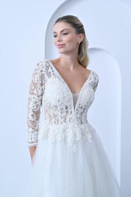 Kolu Dantelli Gelinlik Modeli - 1015 - Gelin Damat