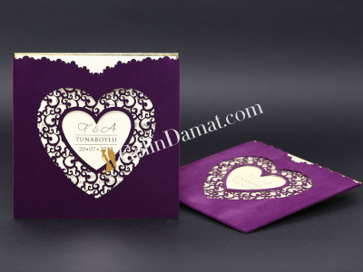 Özel Şık Desenli Davetiye - GD2028 - Gelin Damat