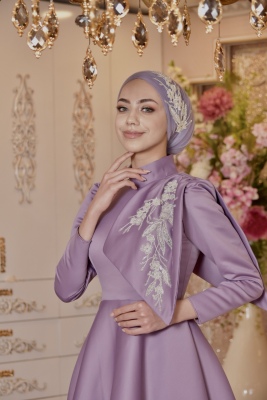 Leylak Lisa Tesettür Abiye - GELİN DAMAT