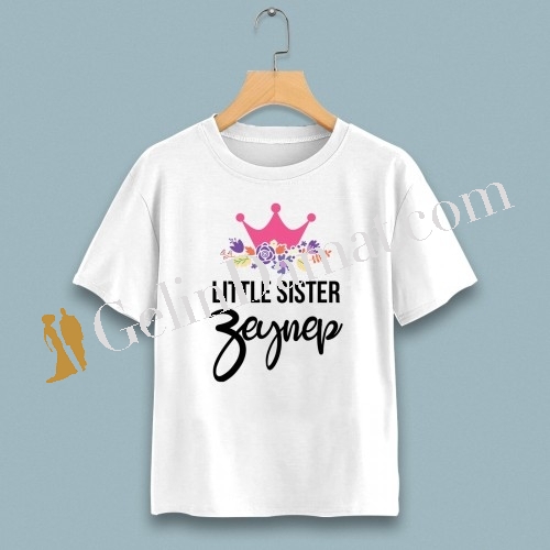 Little sister taç baskılı çocuk tshirt - 2