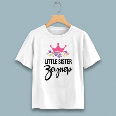 Little sister taç baskılı çocuk tshirt - 3