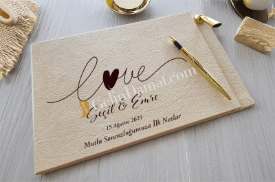 Love Yazılı Anı Defteri - Gelin Damat Anı Defteri