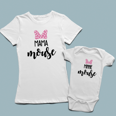 Mama Mouse Minnie Mouse anne kız kombin set - 