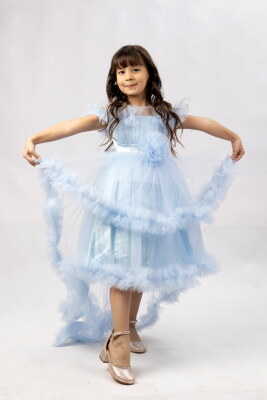 Mavi Tüllü Çocuk Abiye Modeli - 