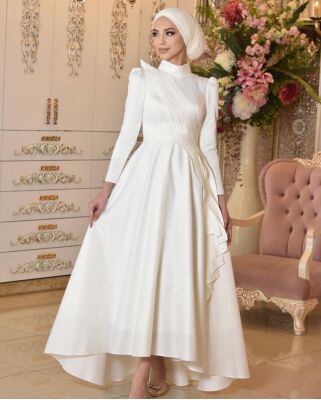 Mehtap Beyaz Tesettür Abiye - Gelin Damat
