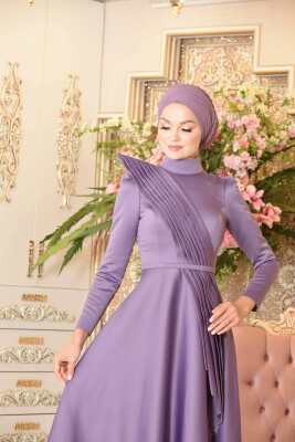 Mehtap Lila Tesettür Abiye - GELİN DAMAT