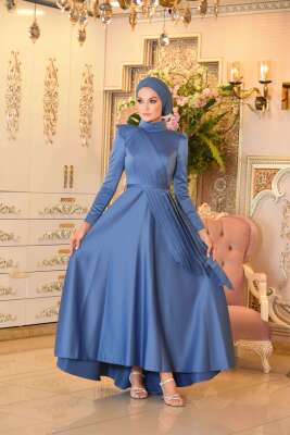Mehtap Mavi Tesettür Abiye - GELİN DAMAT