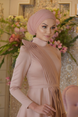 Mehtap Pembe Tesettür Abiye - GELİN DAMAT