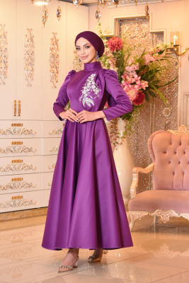 Menekşe Lila Tesettür Abiye - GELİN DAMAT