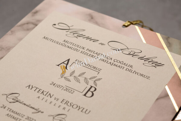 Mermer Desenli Geometrik Modern Davetiye - GD8421 - 3