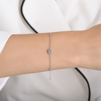 Minimal Özel Baget Pırlanta Zincirli Bileklik Modelleri - Gelin Damat Diamond